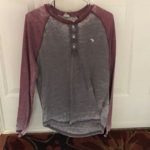 Long sleeve gray and red shirt